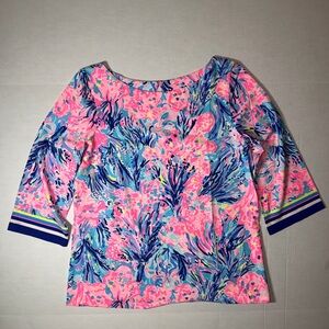 Lilly Pulitzer Pink and Blue Floral Blouse